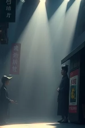 深巷灯火都市剧竖版封面，夜色中的小巷灯串