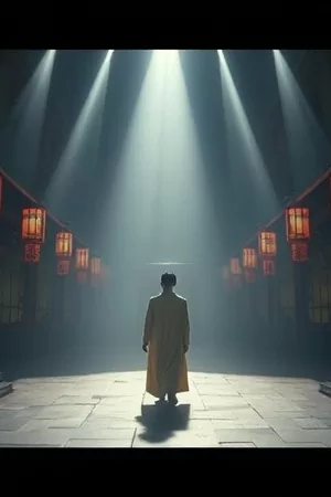 春潮渡口年代剧集竖版封面，渡船与河面晨雾